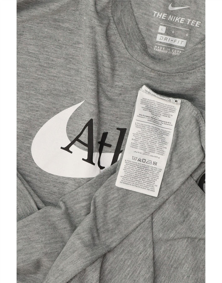 NIKE Herren Dri Fit Graphic T-Shirt Top Large Grau Polyester