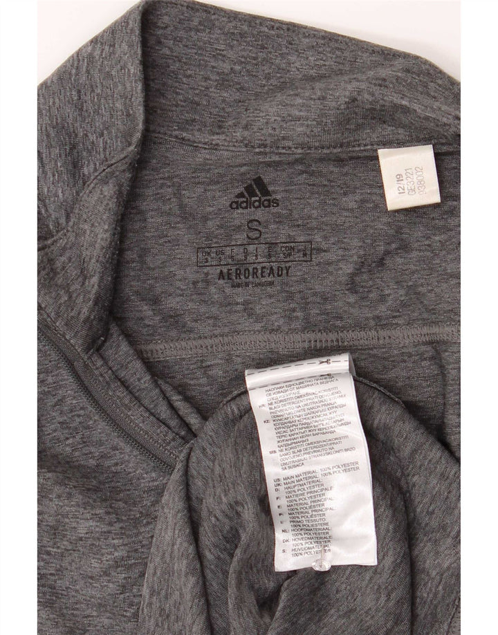 Adidas Herren Aeroready Zip Neck Top Langarm Small Grau meliert Polyester