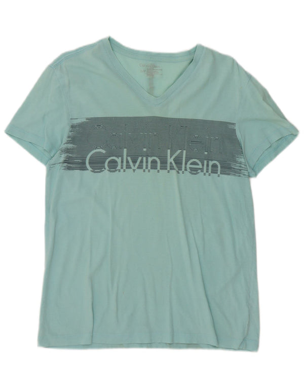 Calvin Klein Damen Grafik-T-Shirt Top UK 10 Small Grüne Baumwolle