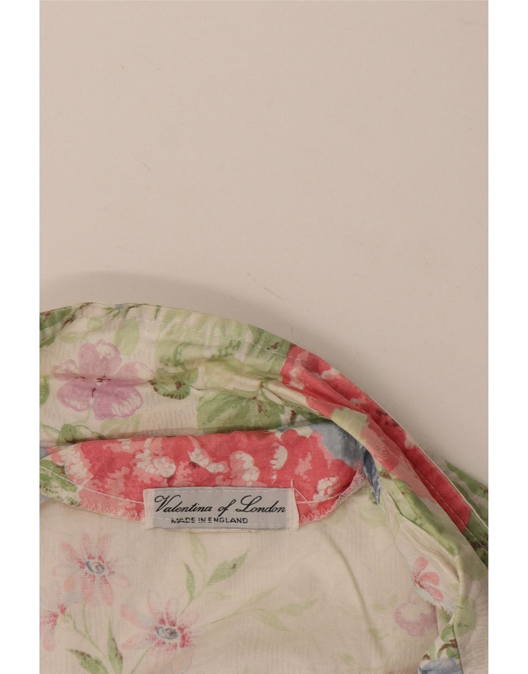 VINTAGE Damen Crop 3/4 Ärmel Blazer Jacke UK 14 Mittelweiß geblümt