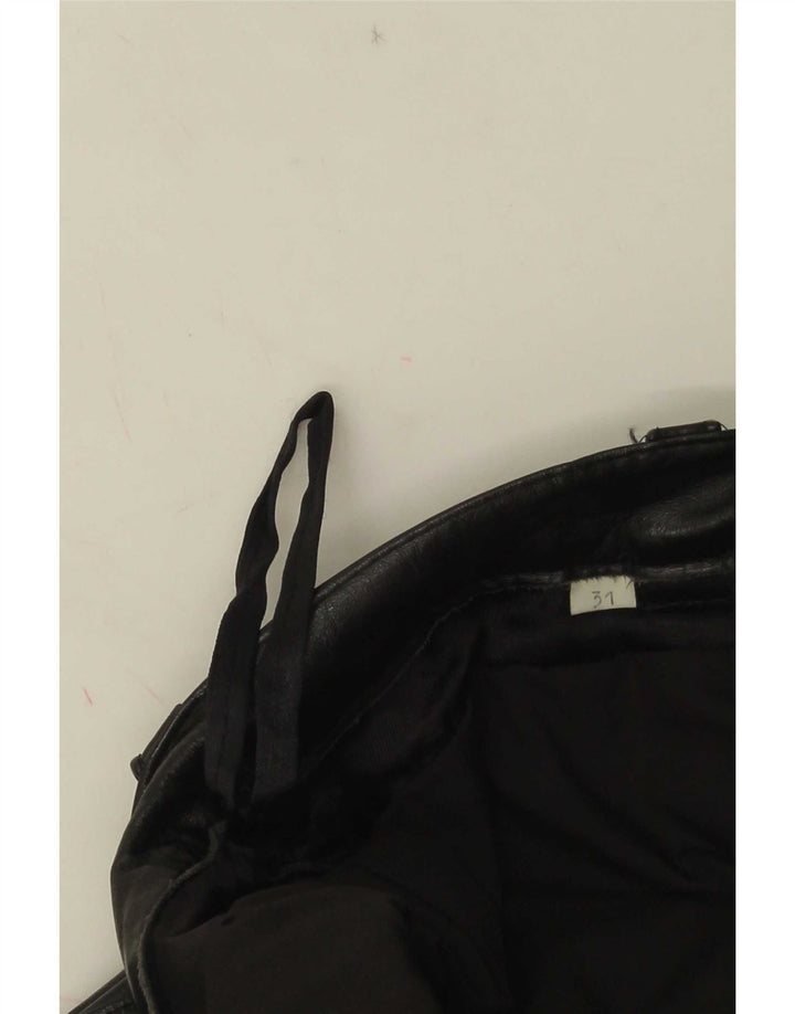 Vintage Herren gerade Lederhose W31 L30 Schwarz