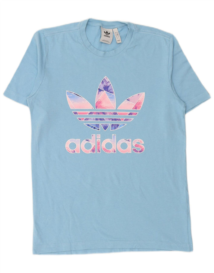 ADIDAS Herren Grafik T-Shirt Top Small Blau Baumwolle