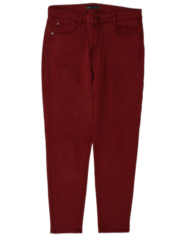 Marks & Spencer Damen Normale Freizeithose UK 14 Large W34 L28 Burgunderrot