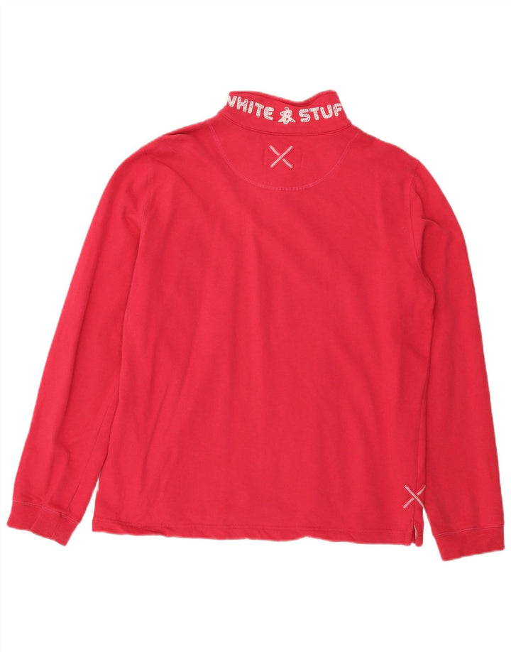 White Stuff Damen-Sweatshirt mit Reißverschluss am Hals, UK 12, mittelrosa, Baumwolle