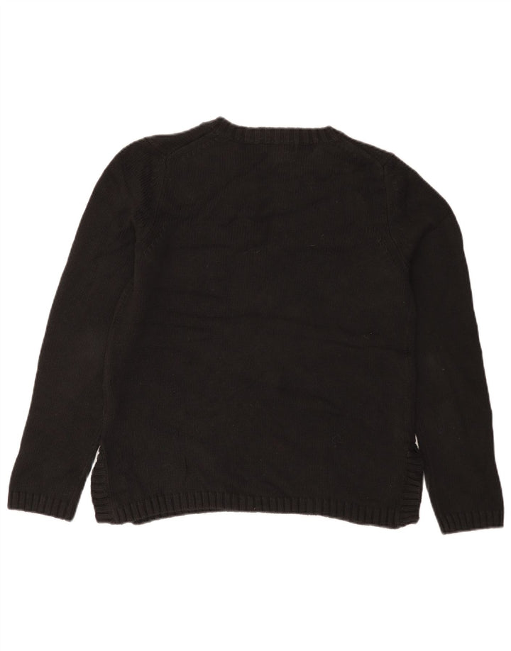 Eddie Bauer Damen-Pullover mit V-Ausschnitt, Gr. 14, mittelschwarz, Baumwolle