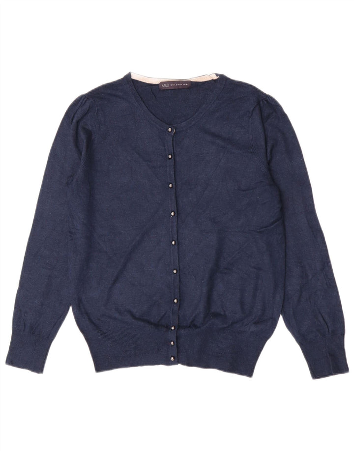 Marks & Spencer Damen-Cardigan-Pullover UK 12 Mittelmarineblaue Viskose