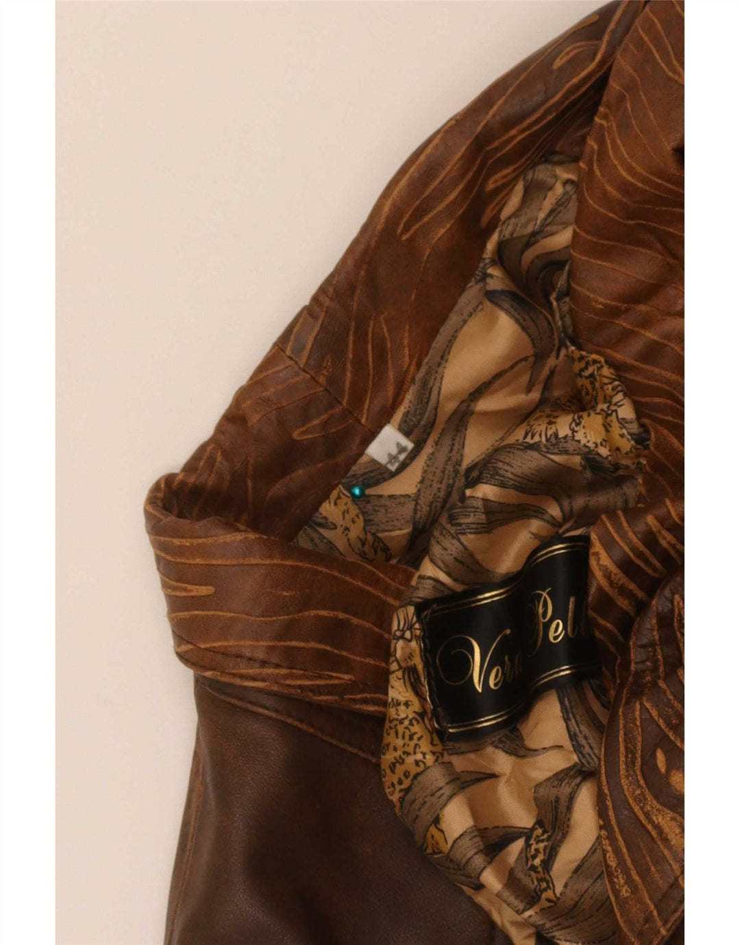 Vintage Damen Bomber Lederjacke IT 44 Mittelbraun Tie Dye Biker