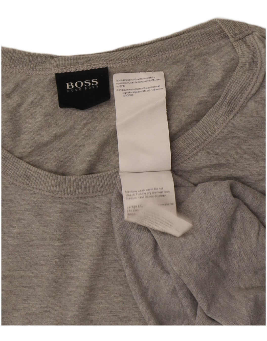 HUGO BOSS Damen T-Shirt Top UK 16 Large Grau Baumwolle