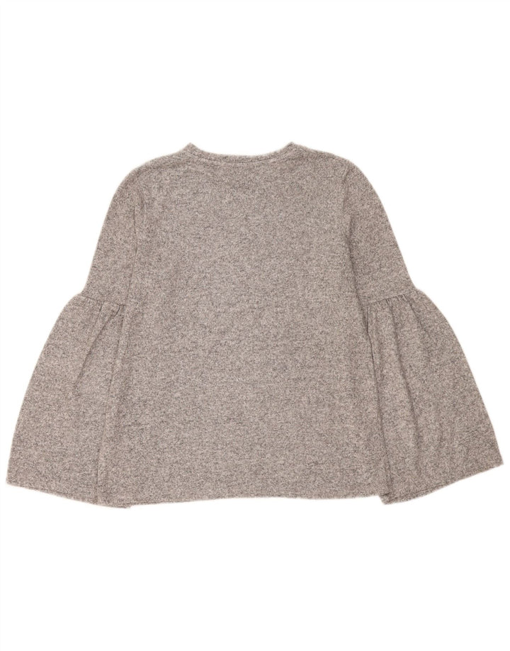 Zara Damen Trafaluc Übergroßes Top Langarm UK 10 Small Grau meliert