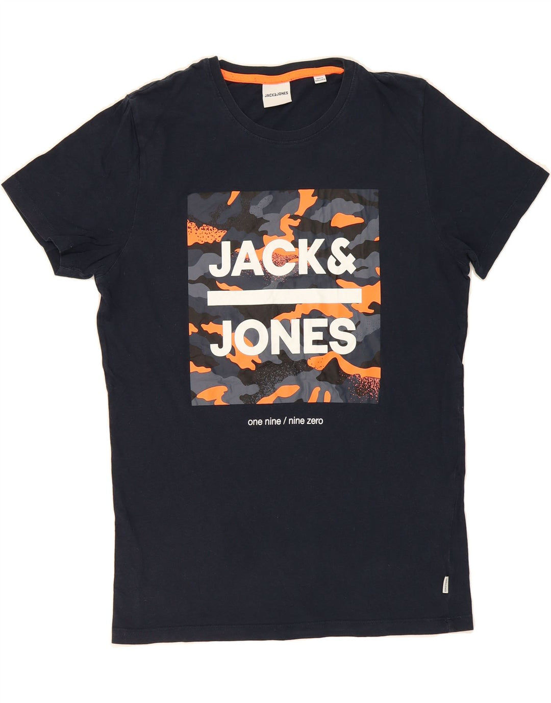 JACK & JONES Mens Graphic T-Shirt Top Medium Navy Blue Cotton Vintage Jack & Jones and Second-Hand Jack & Jones from Messina Hembry 