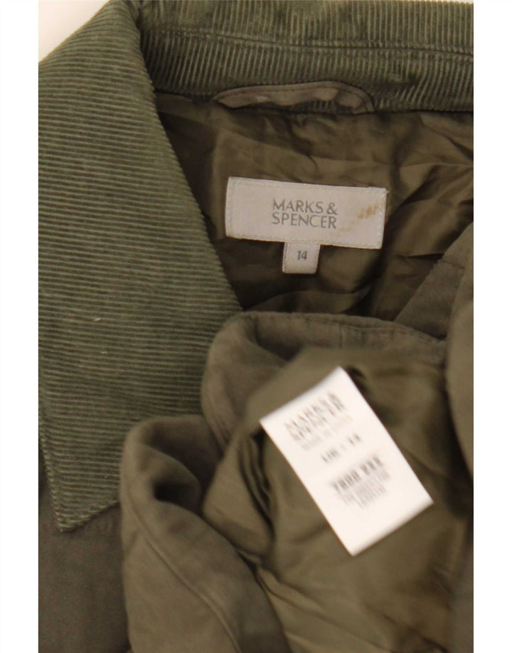 Marks & Spencer Damen Steppjacke UK 14 Large Khaki Polyester