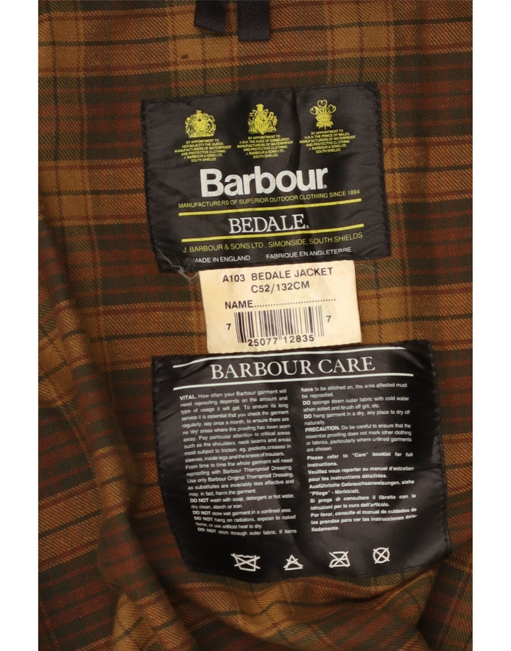 BARBOUR Herren Bedale gewachste Baumwolljacke Größe 52 2XL Braune Baumwolle