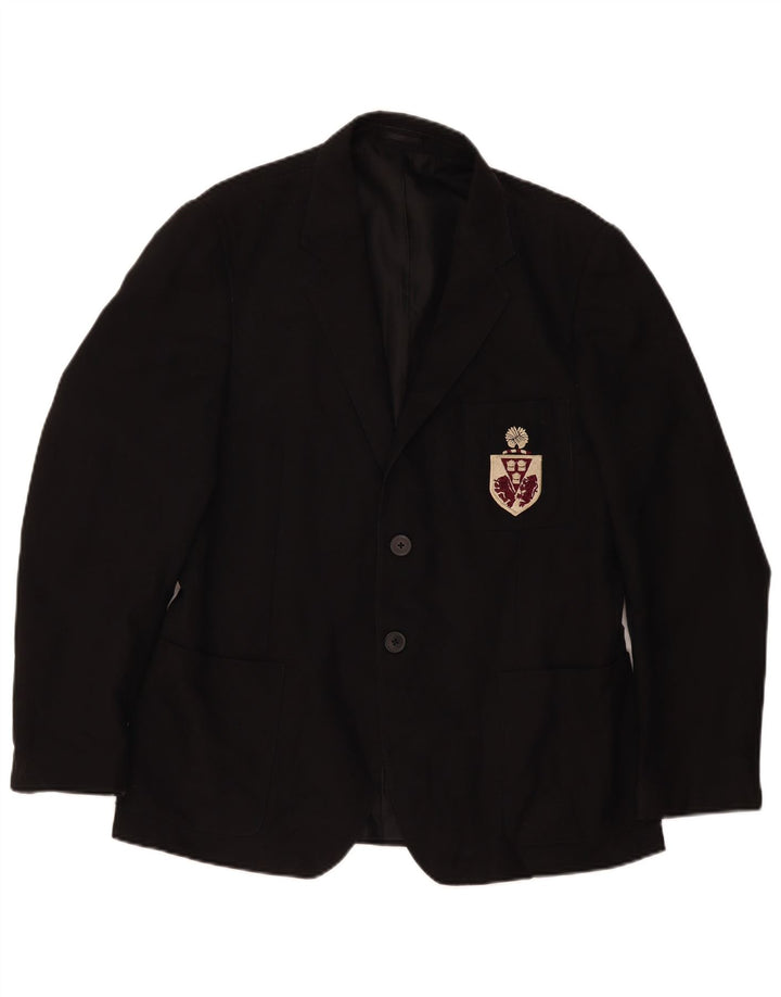 Vintage Herren 2-Knopf-Blazerjacke UK 38 Mittelschwarzes Polyester