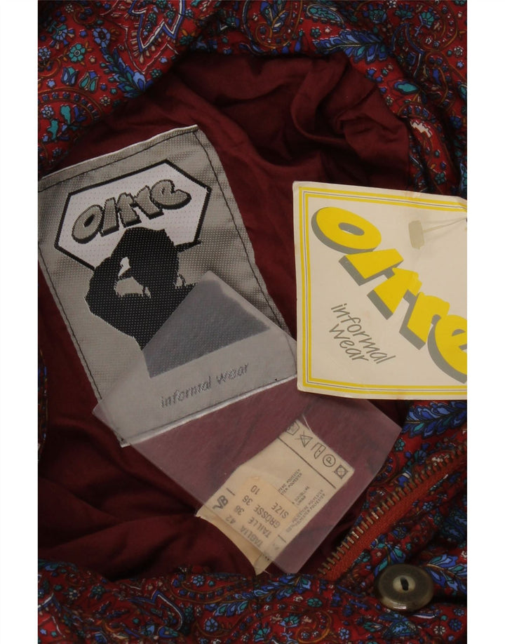 oltre Damen-Bomberjacke mit Kapuze, übergroß, Gr. 10, klein, rot, Paisleymuster