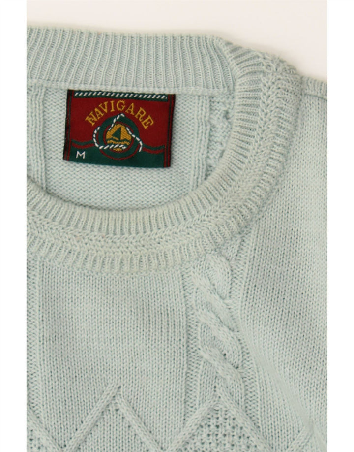 NAVIGARE Mens Crew Neck Jumper Sweater Medium Blue Wool Vintage Navigare and Second-Hand Navigare from Messina Hembry 