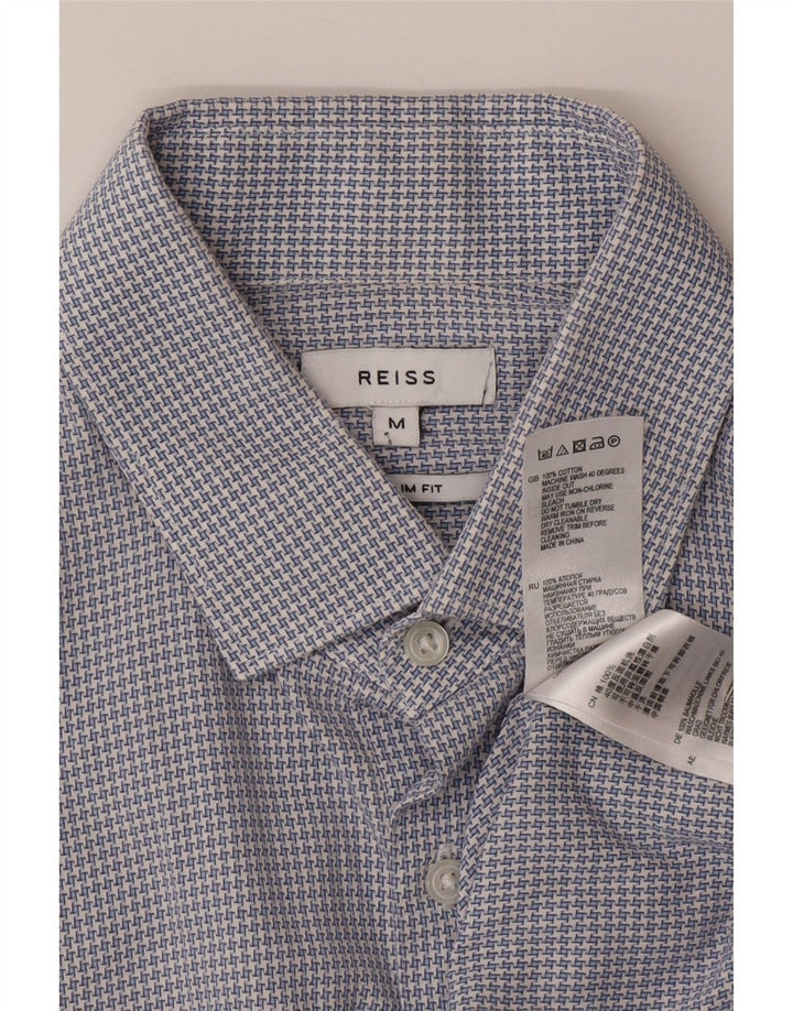 Reiss Slim-Fit-Hemd für Herren aus mittelblauer Hahnentritt-Baumwolle