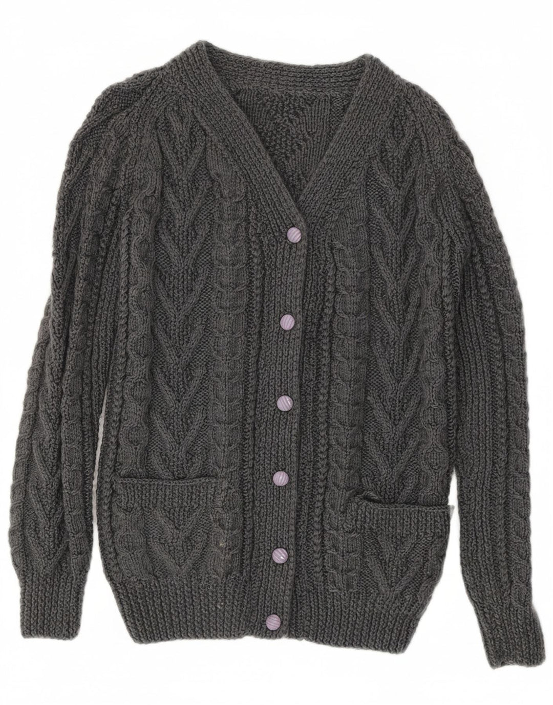 VINTAGE Womens Cardigan Sweater UK 10 Small Grey Vintage Vintage and Second-Hand Vintage from Messina Hembry 
