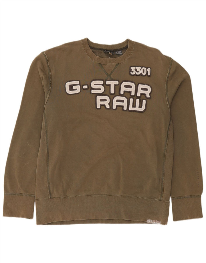 G-STAR Herren 3301 Graphic Sweatshirt Pullover XL Khaki Baumwolle