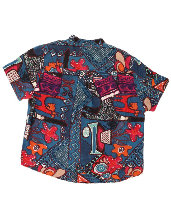 Vintage Herren Kurzarm-Pullover-Shirt, groß, mehrfarbig, geometrisch