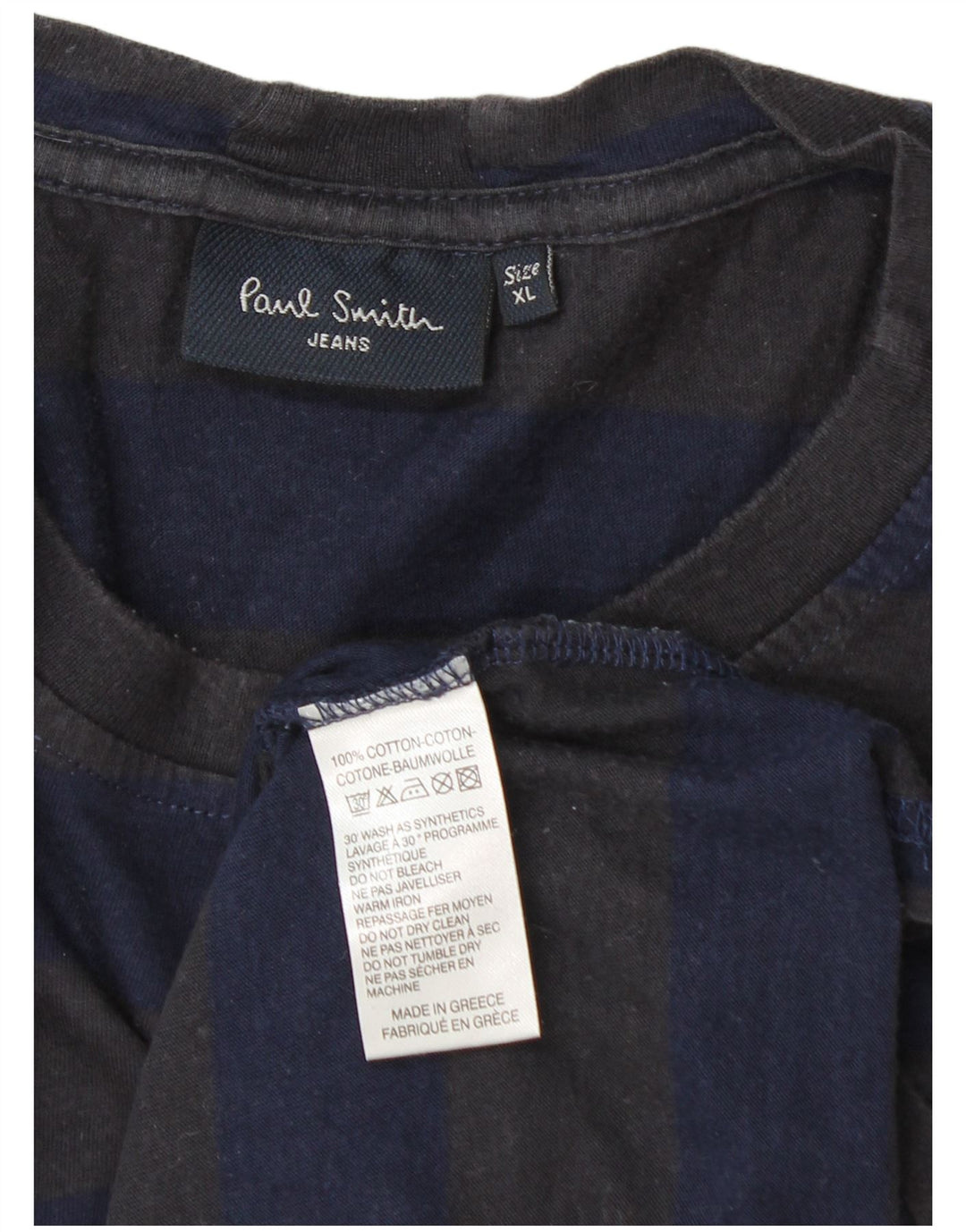Paul Smith Herren T-Shirt Top XL blau gestreift aus Baumwolle