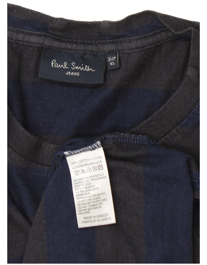 Paul Smith Herren T-Shirt Top XL blau gestreift aus Baumwolle