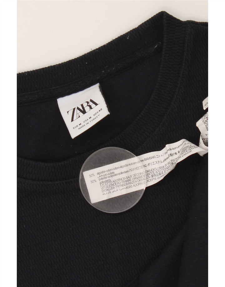 Zara Herren-T-Shirt-Oberteil, mittelgroß, marineblau, Baumwolle