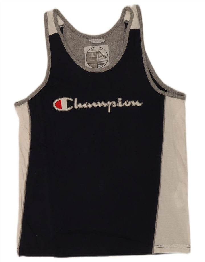 Champion Herren-Unterhemd mit Grafik, mittelgroß, marineblau, Colourblock-Baumwolle