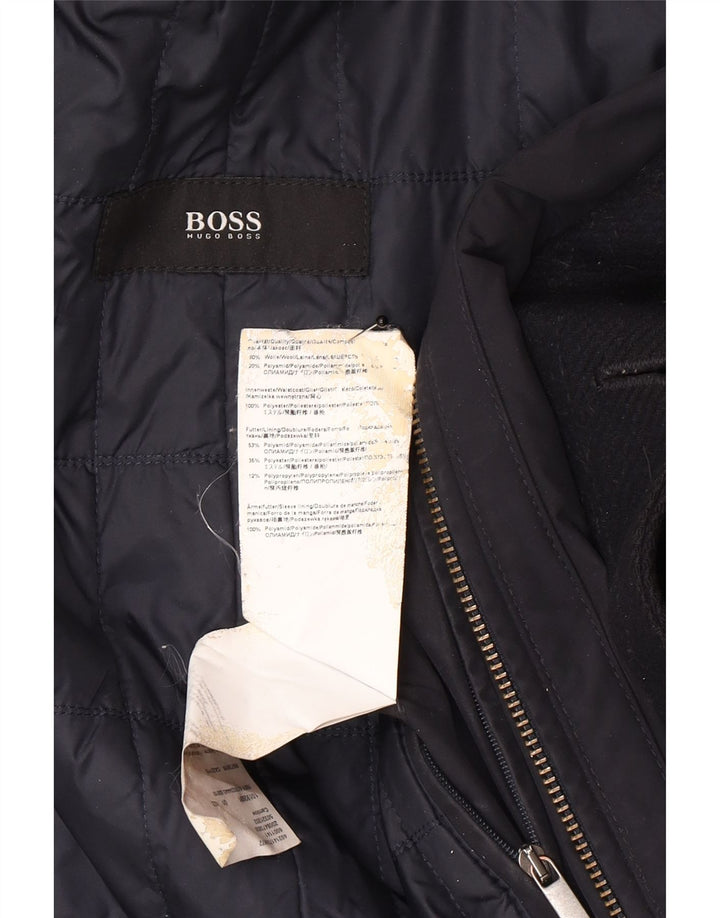 Hugo Boss Herrenmantel EU 50 Große marineblaue Wolle