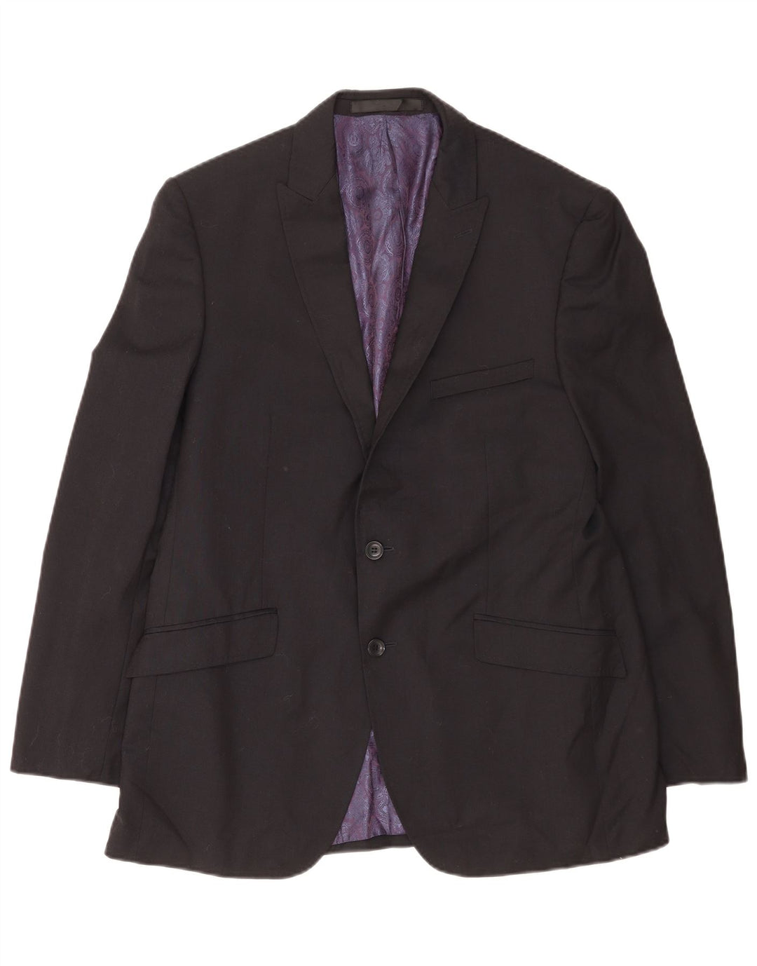 Marks & Spencer Herren Autograph 2-Knopf-Blazerjacke UK 42 XL Schwarze Wolle