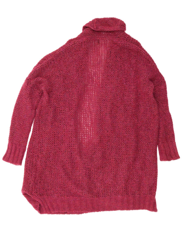 Benetton Damen Longline Open Cardigan Pullover UK 20 2XL Burgund