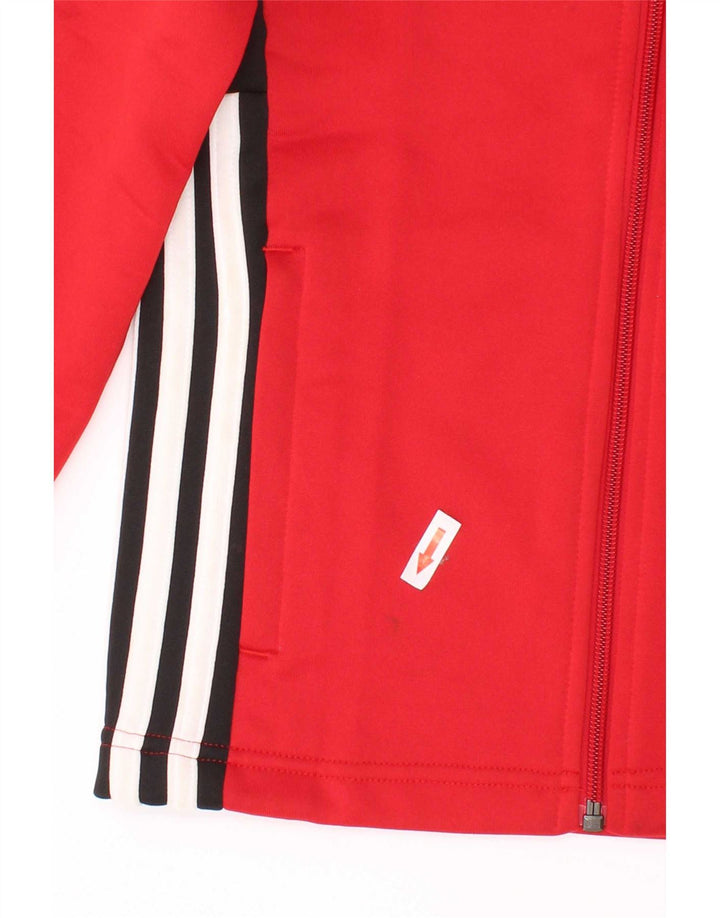 Adidas Jungen-Trainingsanzug-Top-Jacke, 7–8 Jahre, rotes Farbblock-Polyester