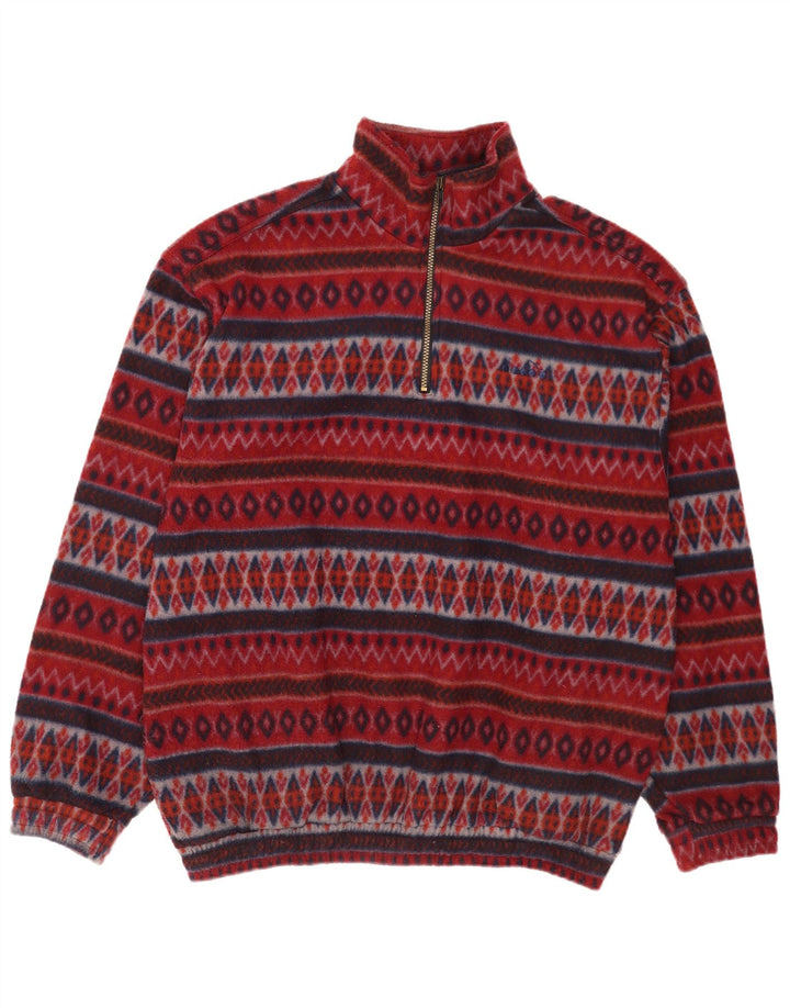 Diadora Herren-Fleecepullover mit Reißverschluss am Hals, 2XL, kastanienbraunes geometrisches Polyester