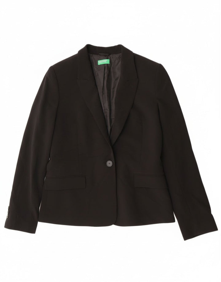 Benetton Damen 1-Knopf-Blazerjacke mit 1 Knopf, UK 12, mittelschwarz, klassisch