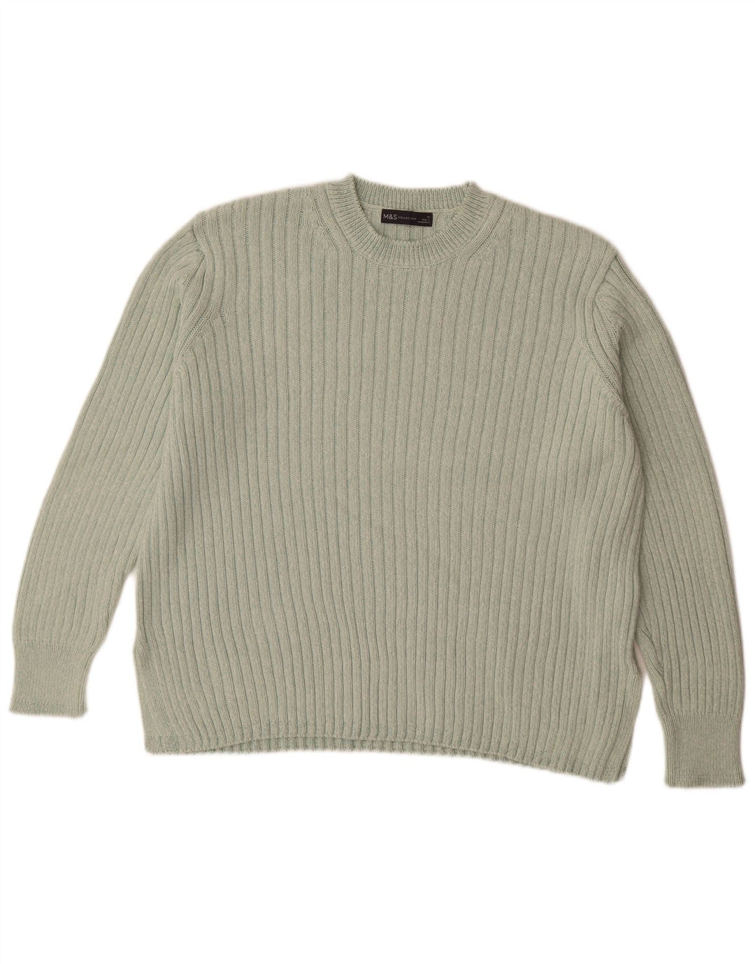 MARKS & SPENCER Damen-Pullover mit Rundhalsausschnitt, UK 20 2XL, grüne Baumwolle