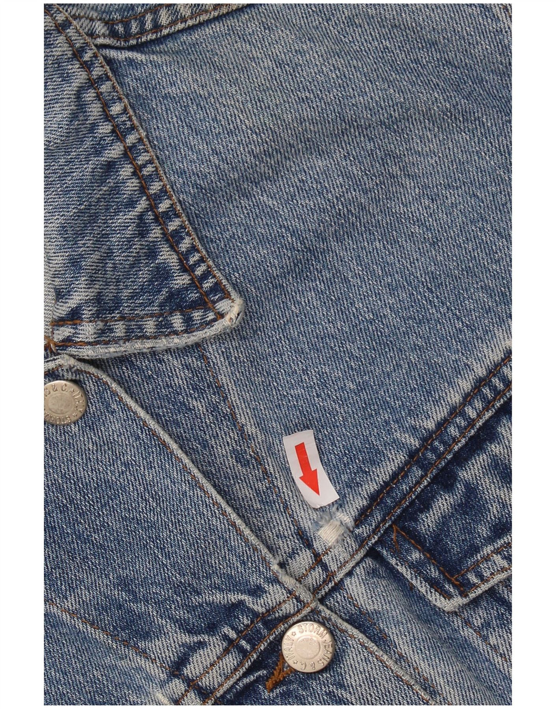 VINTAGE Damen Crop Jeansjacke UK 14 Mittelblau