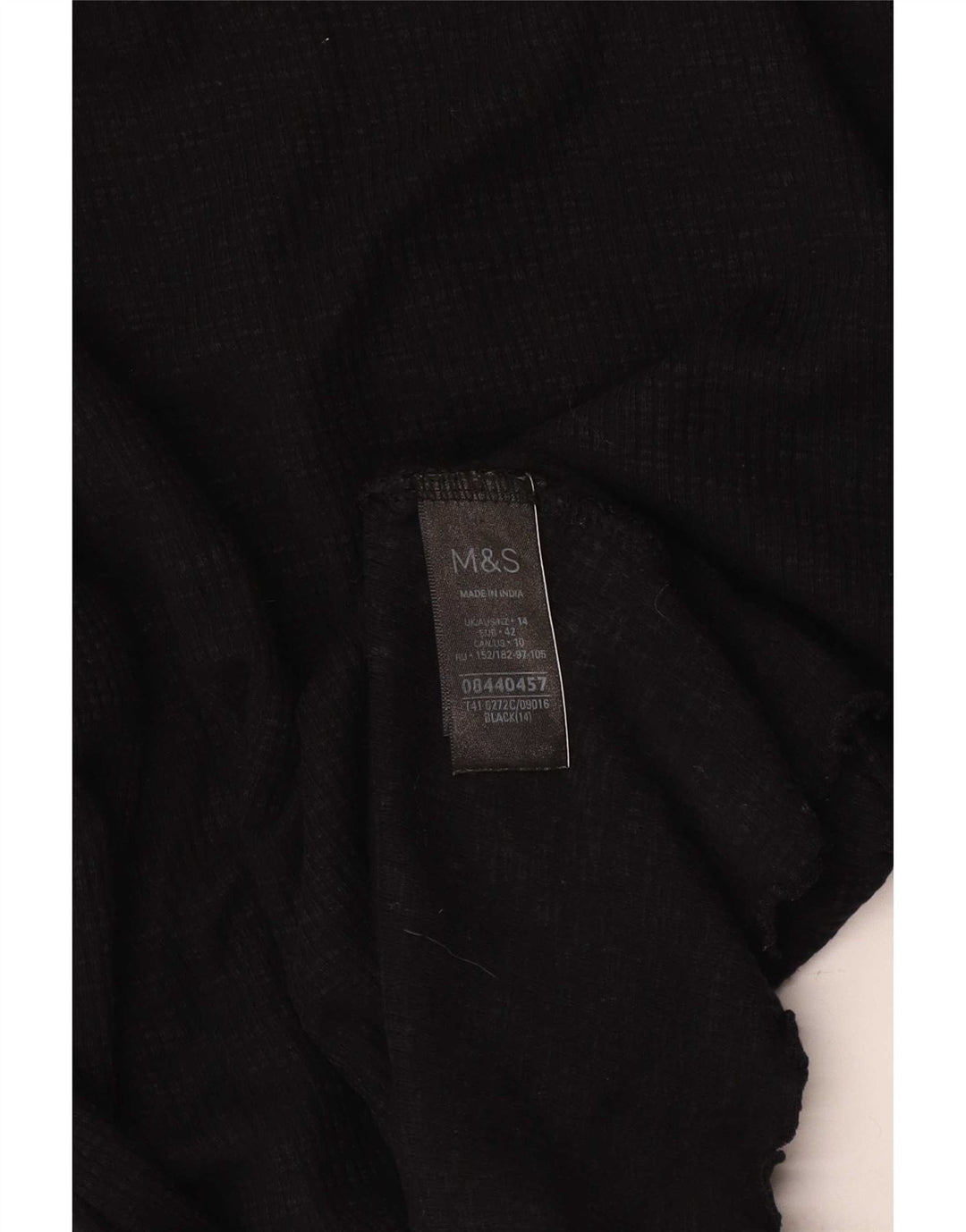 Marks & Spencer Damen Top Langarm UK 14 Medium Schwarz Baumwolle