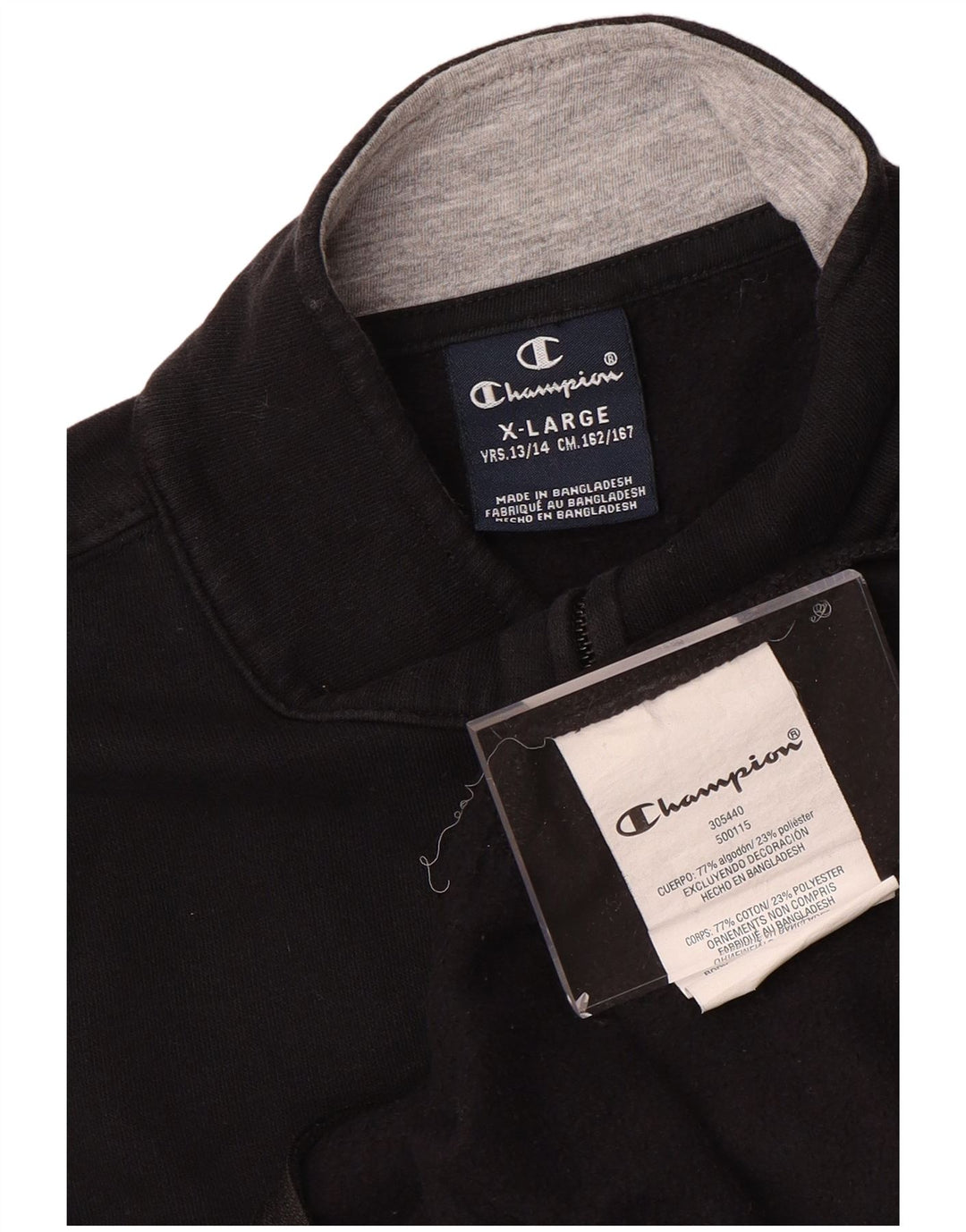 CHAMPION Jungen-Trainingsanzugoberteil mit Grafik, 13–14 Jahre, XL, schwarze Baumwolle