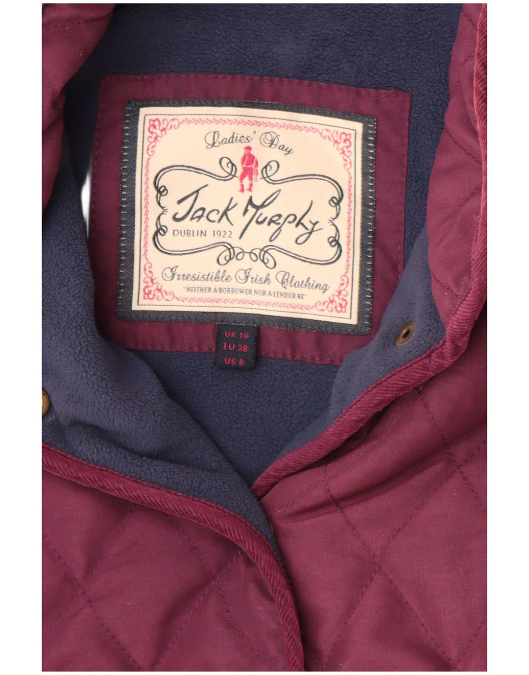 JACK MURPHY Damen Steppjacke UK 10 Small Lila Polyester