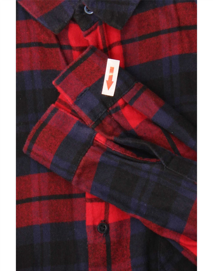 Zara Damen Flanellhemd UK 14 Mittelrot kariert