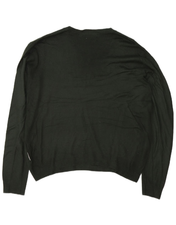 French Connection Mens V-Neck Jumper Sweater Large Khaki Acrylic