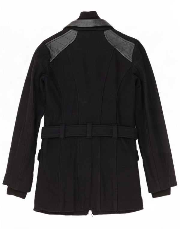 Diesel Damen-Windbreaker-Mantel UK 10 Small Schwarze Colourblock-Wolle