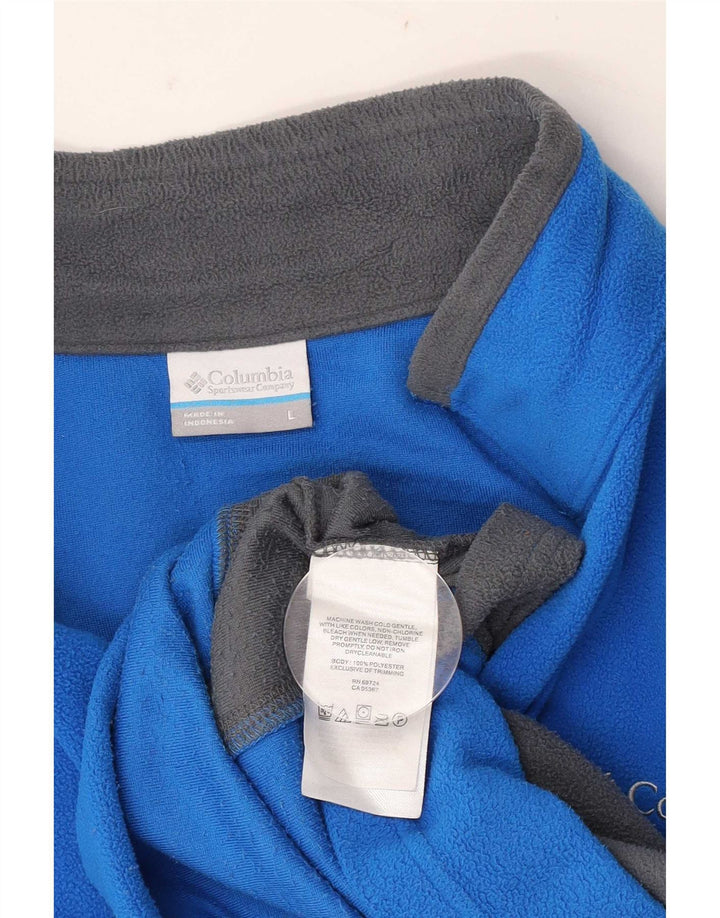 Columbia Herren-Fleecepullover mit Reißverschluss am Hals, großes, blaues Farbblock-Polyester
