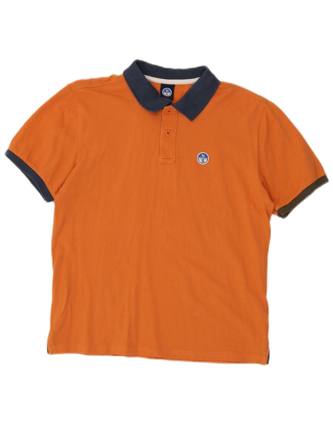 North Sails Herren-Poloshirt aus mittelorangefarbener Colourblock-Baumwolle