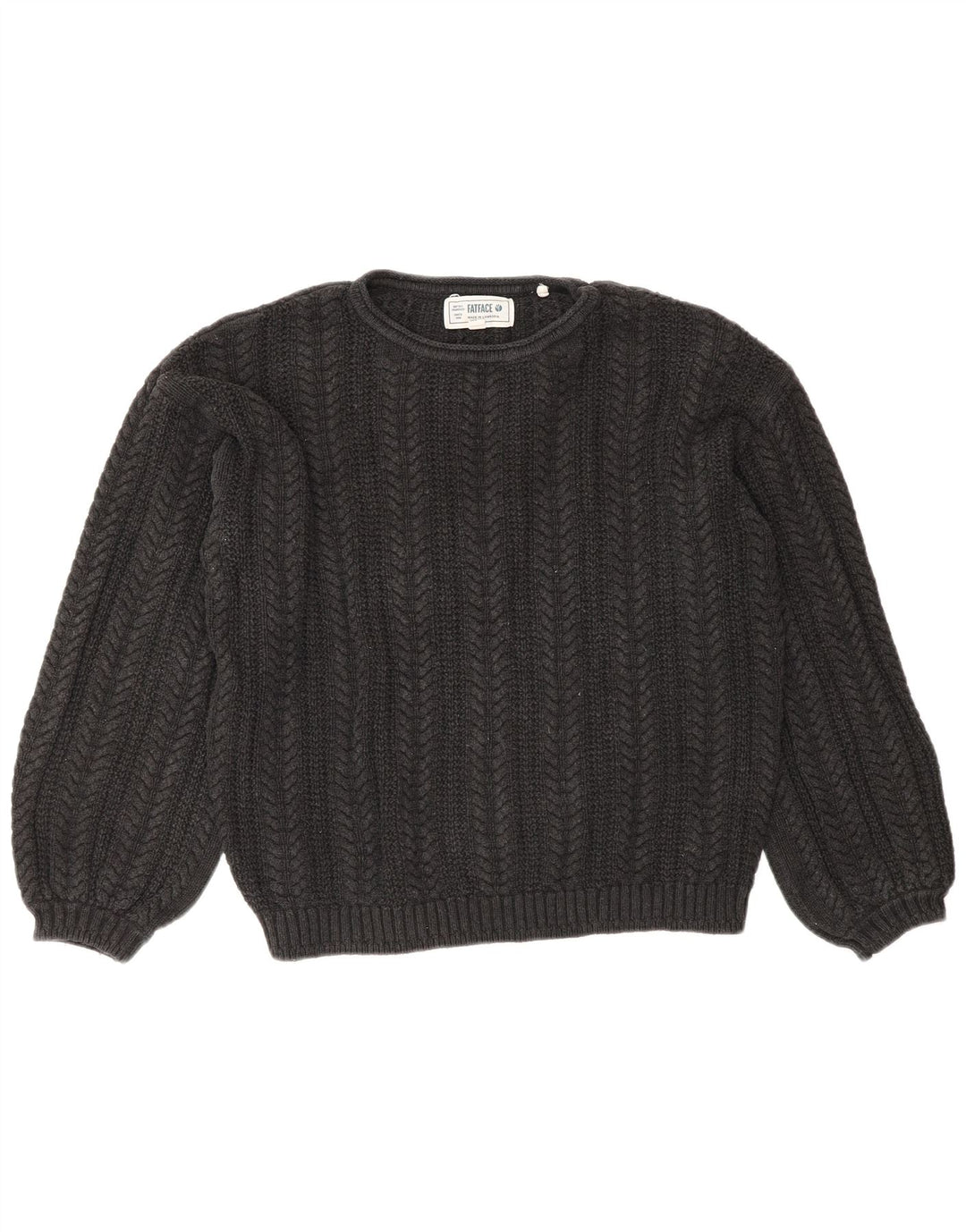 Fat Face Damen-Pullover, bauchfrei, übergroß, Rundhalsausschnitt, Gr. 10, Größe S, Grau