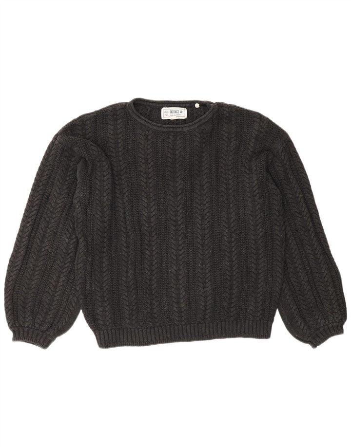 Fat Face Damen-Pullover, bauchfrei, übergroß, Rundhalsausschnitt, Gr. 10, Größe S, Grau