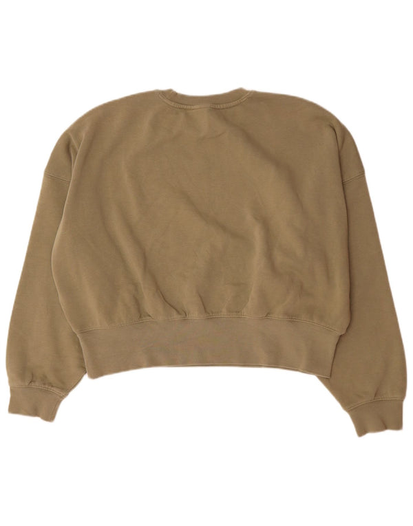 Adidas Womens Graphic Oversized Sweatshirt Pullover UK 6 XS Khaki Baumwolle