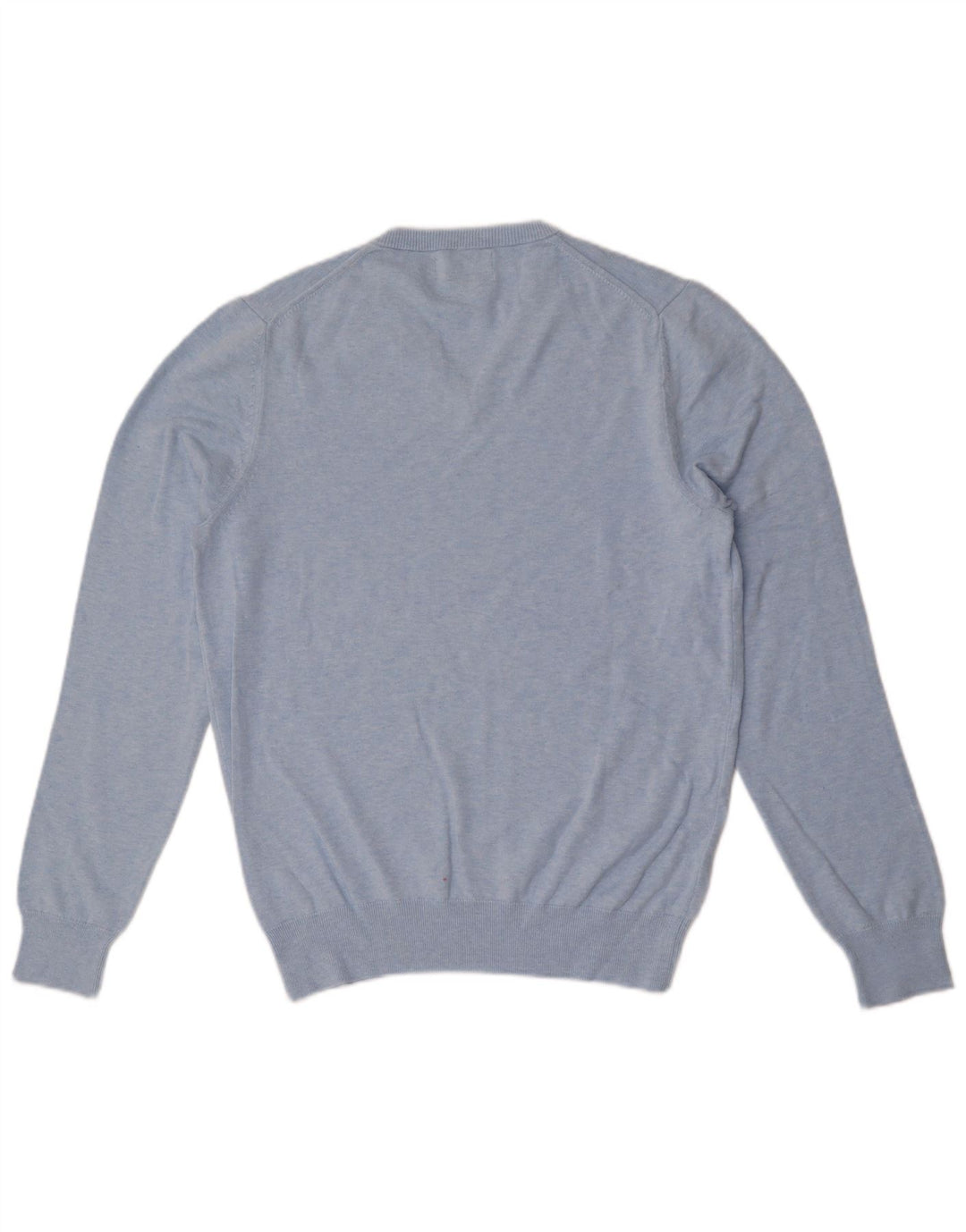 Marks & Spencer Herren-Pullover mit V-Ausschnitt aus mittelblauer Baumwolle