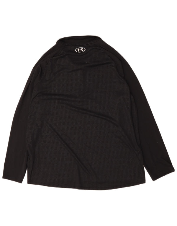 Under Armour Mens Heat Gear Zip Neck Top Long Sleeve XL Black Check