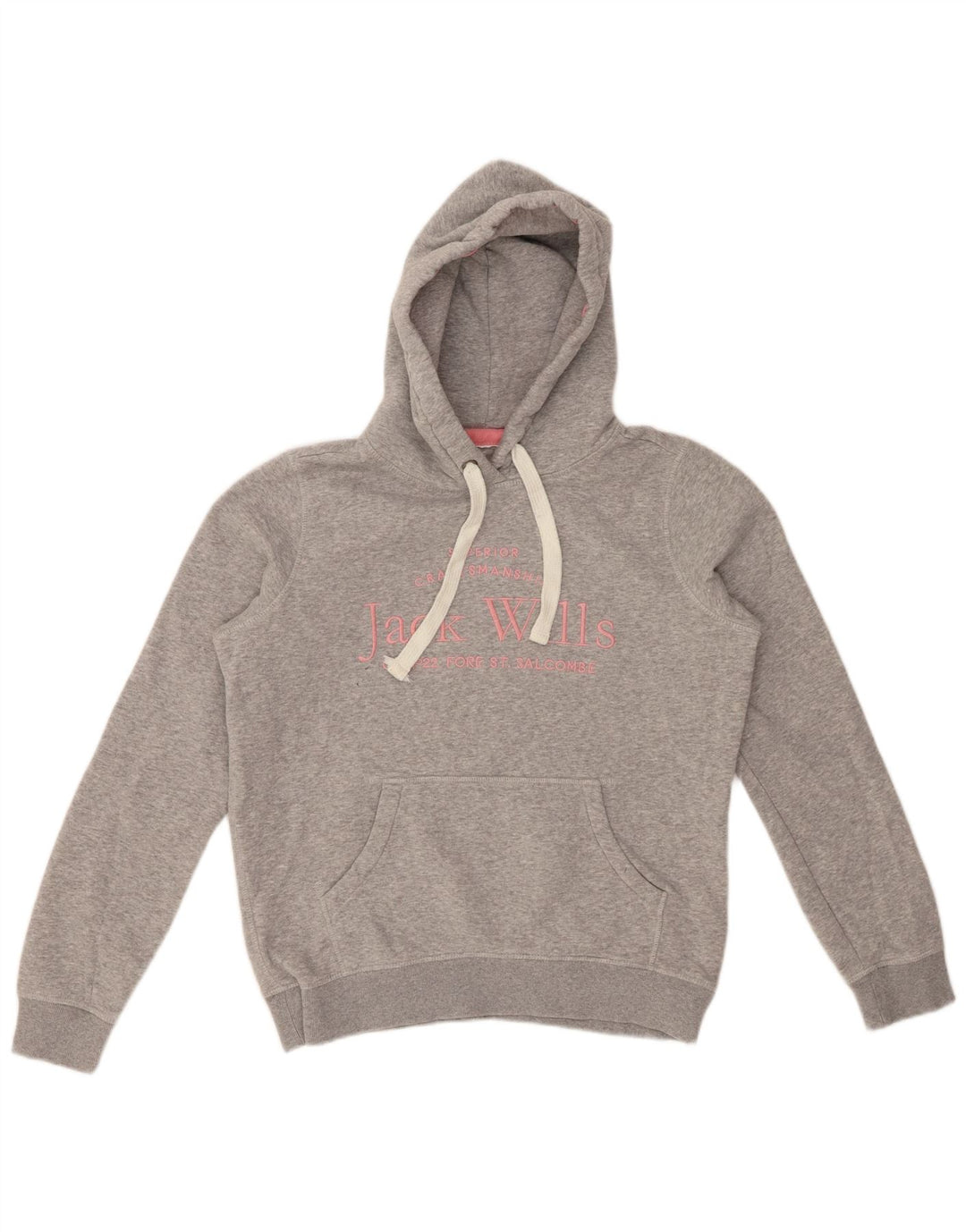 JACK WILLS Damen-Kapuzenpullover mit Grafik, übergroß, Gr. 10, Größe S, Grau, Baumwolle