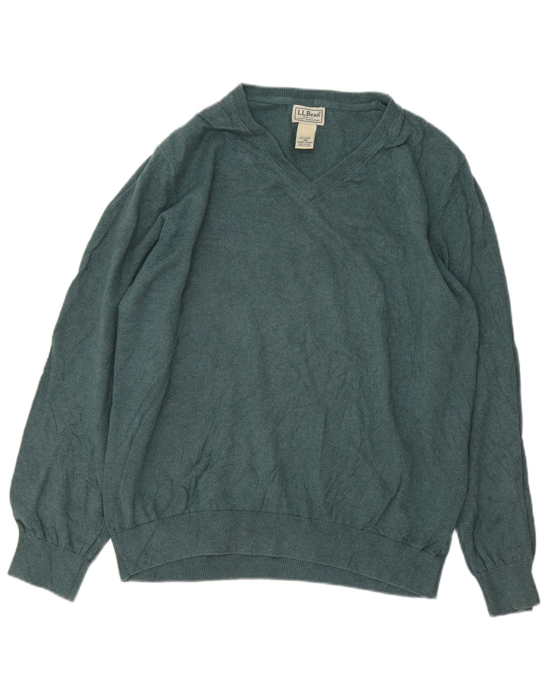 L.L.Bean Herren-Pullover mit V-Ausschnitt, groß, grüne Baumwolle